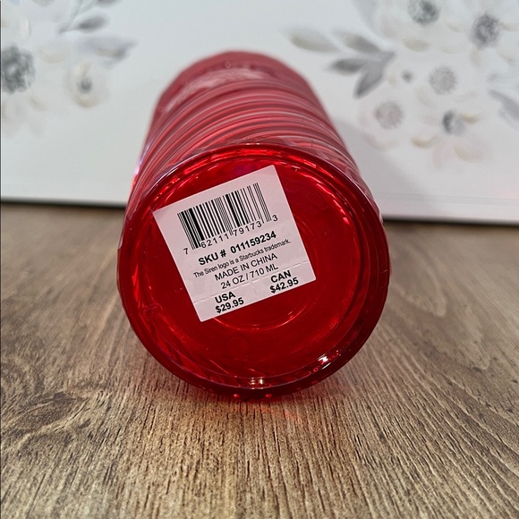Starbucks 2024 Holiday Peppermint Red Metallic Swirl Cold Cup Tumbler - Picture 6 of 7